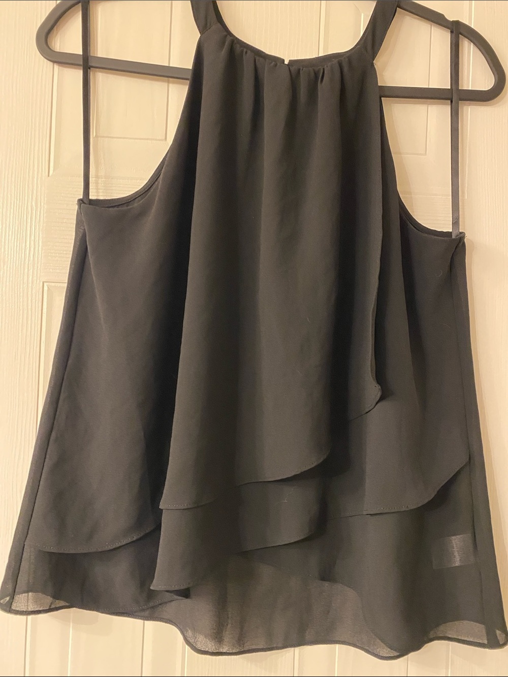Naked Zebra Black Layered Chiffon Halter Tank Top